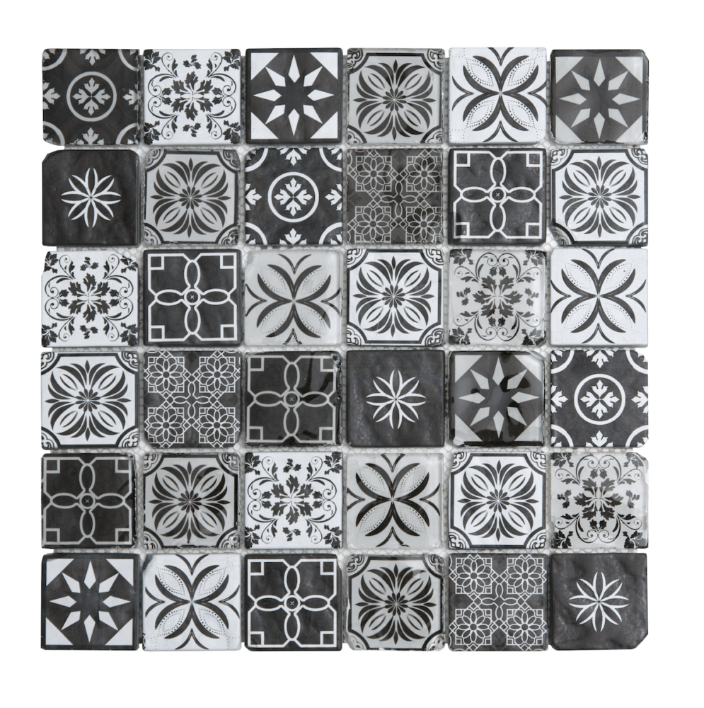 Skleněná mozaika Premium Mosaic černobílá 30x30 cm mat