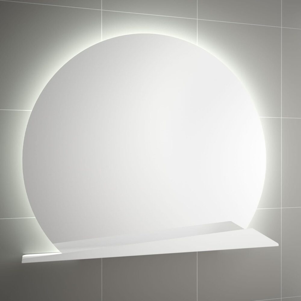 Zrcadlo s LED osvětlením s poličkou