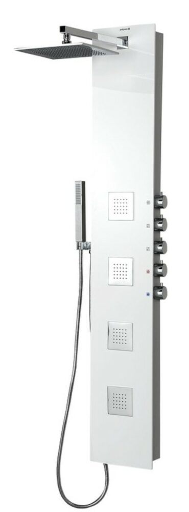 Sprchový panel Polysan na stěnu s pákovou baterií bílá/chrom